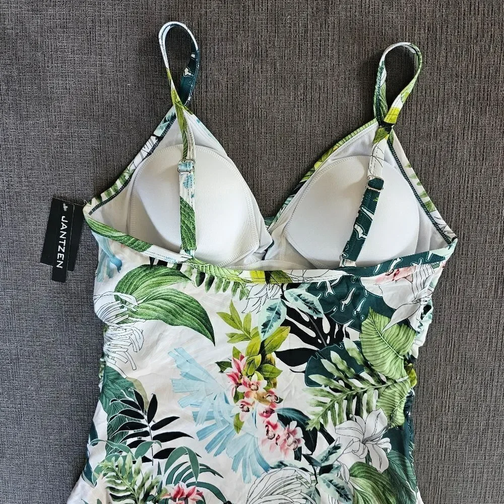 Jantzen Women's Nature Glow Flora Surplice Floral One Piece Swimsuit Size 14